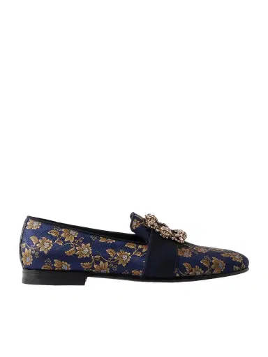 Manolo Blahnik Carlton Crystal-Embellished Floral-Jacquard Loafers - Men | Thumbnail 1 Manolo Blahnik Carlton Crystal-Embellished Floral-Jacquard Loafers - Men | Thumbnail 1