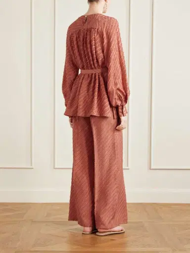 Giuliva Heritage Tea Belted Frayed Silk Blouse | Thumbnail 3 Giuliva Heritage Tea Belted Frayed Silk Blouse | Thumbnail 3