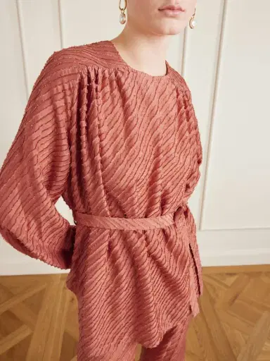 Giuliva Heritage Tea Belted Frayed Silk Blouse | Thumbnail 4 Giuliva Heritage Tea Belted Frayed Silk Blouse | Thumbnail 4
