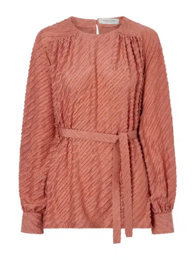 Giuliva Heritage Tea Belted Frayed Silk Blouse | Thumbnail 1 Giuliva Heritage Tea Belted Frayed Silk Blouse | Thumbnail 1
