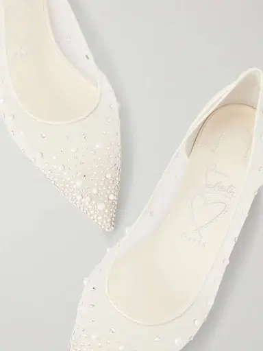 Christian Louboutin Miss Z Degrastrassina Leather-trimmed Embellished Mesh Point-toe Flats | Thumbnail 5 Christian Louboutin Miss Z Degrastrassina Leather-trimmed Embellished Mesh Point-toe Flats | Thumbnail 5