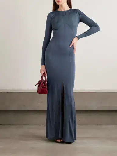 Jean Paul Gaultier Paneled Ribbed Stretch-jersey Maxi Dress | Thumbnail 2 Jean Paul Gaultier Paneled Ribbed Stretch-jersey Maxi Dress | Thumbnail 2