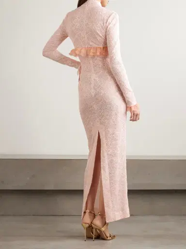 Alessandra Rich Bow-embellished Ruffled Silk Organza-trimmed Stretch-lace Gown | Thumbnail 3 Alessandra Rich Bow-embellished Ruffled Silk Organza-trimmed Stretch-lace Gown | Thumbnail 3