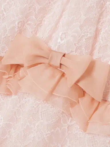 Alessandra Rich Bow-embellished Ruffled Silk Organza-trimmed Stretch-lace Gown | Thumbnail 4 Alessandra Rich Bow-embellished Ruffled Silk Organza-trimmed Stretch-lace Gown | Thumbnail 4