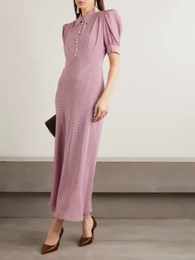 Alessandra Rich Embellished Polka-dot Silk Crepe De Chine Midi Dress | Thumbnail 2 Alessandra Rich Embellished Polka-dot Silk Crepe De Chine Midi Dress | Thumbnail 2