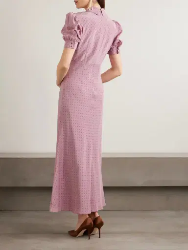 Alessandra Rich Embellished Polka-dot Silk Crepe De Chine Midi Dress | Thumbnail 3 Alessandra Rich Embellished Polka-dot Silk Crepe De Chine Midi Dress | Thumbnail 3