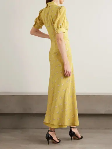 Alessandra Rich Embellished Floral-print Silk Crepe De Chine Midi Dress | Thumbnail 3 Alessandra Rich Embellished Floral-print Silk Crepe De Chine Midi Dress | Thumbnail 3
