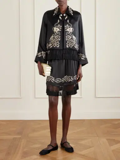 BODE Phantasm Fringed Embroidered Silk-satin Mini Skirt | Thumbnail 2 BODE Phantasm Fringed Embroidered Silk-satin Mini Skirt | Thumbnail 2