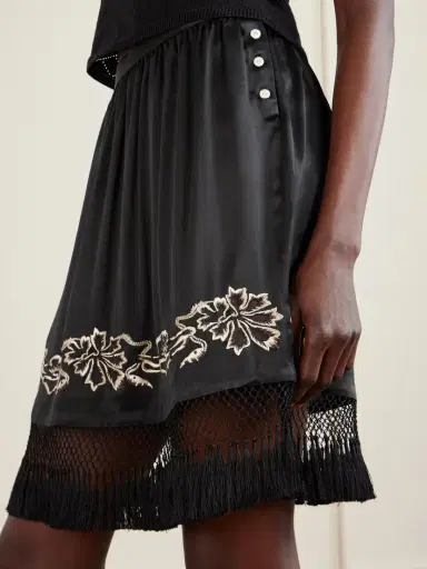 BODE Phantasm Fringed Embroidered Silk-satin Mini Skirt | Thumbnail 5 BODE Phantasm Fringed Embroidered Silk-satin Mini Skirt | Thumbnail 5