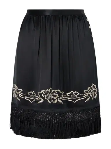 BODE Phantasm Fringed Embroidered Silk-satin Mini Skirt | Thumbnail 1 BODE Phantasm Fringed Embroidered Silk-satin Mini Skirt | Thumbnail 1