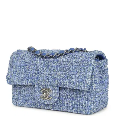 Chanel Chanel Mini Rectangular Flap Bag Blue and White Tweed Silver Hardware | Thumbnail 5 Chanel Chanel Mini Rectangular Flap Bag Blue and White Tweed Silver Hardware | Thumbnail 5
