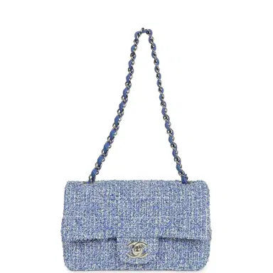 Chanel Chanel Mini Rectangular Flap Bag Blue and White Tweed Silver Hardware | Thumbnail 7 Chanel Chanel Mini Rectangular Flap Bag Blue and White Tweed Silver Hardware | Thumbnail 7