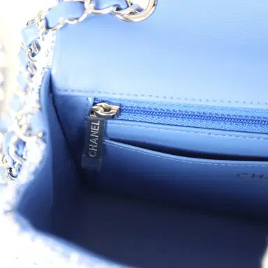 Chanel Chanel Mini Rectangular Flap Bag Blue and White Tweed Silver Hardware | Thumbnail 10 Chanel Chanel Mini Rectangular Flap Bag Blue and White Tweed Silver Hardware | Thumbnail 10