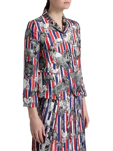 Thom Browne Women's Hector Tricolor Silk Twill Sportcoat | Thumbnail 4 Thom Browne Women's Hector Tricolor Silk Twill Sportcoat | Thumbnail 4
