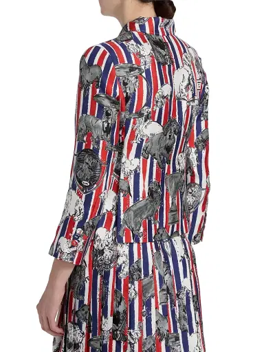 Thom Browne Women's Hector Tricolor Silk Twill Sportcoat | Thumbnail 5 Thom Browne Women's Hector Tricolor Silk Twill Sportcoat | Thumbnail 5