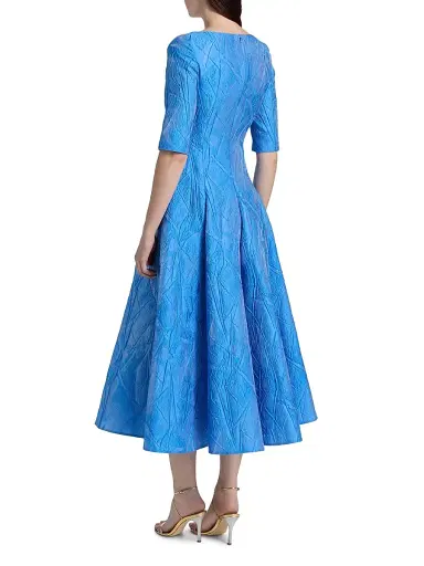 Talbot Runhof Women's Brocade Boatneck Tea-Length Dress - Periwinkle - Size 4 | Thumbnail 5 Talbot Runhof Women's Brocade Boatneck Tea-Length Dress - Periwinkle - Size 4 | Thumbnail 5