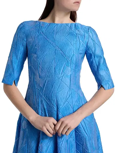 Talbot Runhof Women's Brocade Boatneck Tea-Length Dress - Periwinkle - Size 4 | Thumbnail 6 Talbot Runhof Women's Brocade Boatneck Tea-Length Dress - Periwinkle - Size 4 | Thumbnail 6