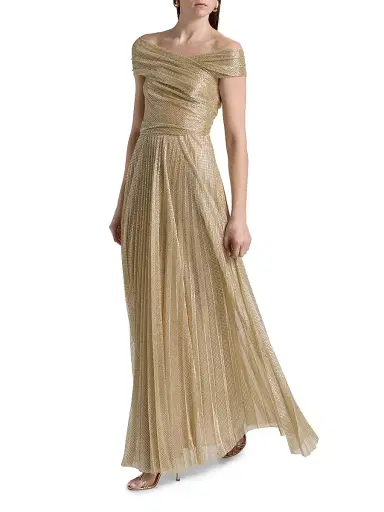 Talbot Runhof Women's Metallic Pin Dot Off-The-Shoulder Gown | Thumbnail 2 Talbot Runhof Women's Metallic Pin Dot Off-The-Shoulder Gown | Thumbnail 2