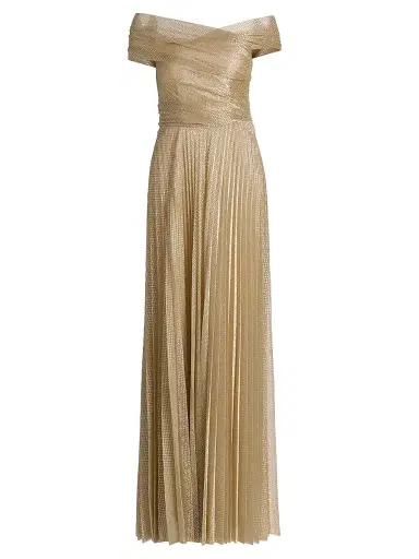 Talbot Runhof Women's Metallic Pin Dot Off-The-Shoulder Gown | Thumbnail 1 Talbot Runhof Women's Metallic Pin Dot Off-The-Shoulder Gown | Thumbnail 1