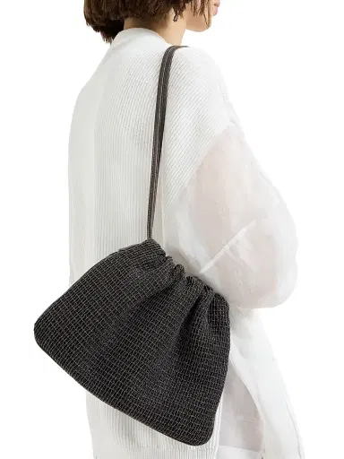 Brunello Cucinelli Women's Soft Pochette Shoulder Bag in Riding Leather - Black | Thumbnail 2 Brunello Cucinelli Women's Soft Pochette Shoulder Bag in Riding Leather - Black | Thumbnail 2