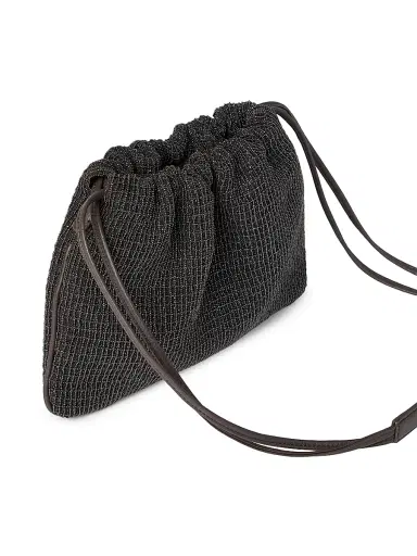 Brunello Cucinelli Women's Soft Pochette Shoulder Bag in Riding Leather - Black | Thumbnail 4 Brunello Cucinelli Women's Soft Pochette Shoulder Bag in Riding Leather - Black | Thumbnail 4