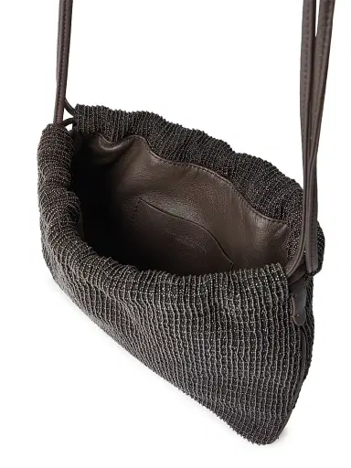 Brunello Cucinelli Women's Soft Pochette Shoulder Bag in Riding Leather - Black | Thumbnail 5 Brunello Cucinelli Women's Soft Pochette Shoulder Bag in Riding Leather - Black | Thumbnail 5