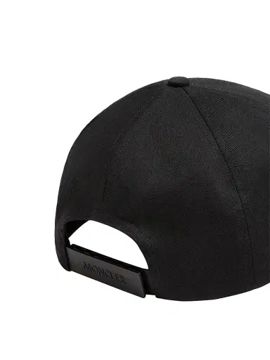 Moncler Men's Baseball Hat in Cotton Gabardine - Black | Thumbnail 3 Moncler Men's Baseball Hat in Cotton Gabardine - Black | Thumbnail 3