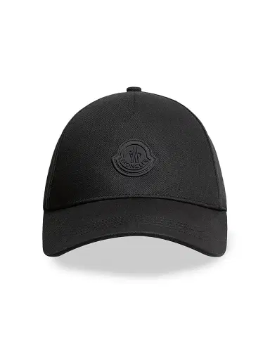 Moncler Men's Baseball Hat in Cotton Gabardine - Black | Thumbnail 1 Moncler Men's Baseball Hat in Cotton Gabardine - Black | Thumbnail 1