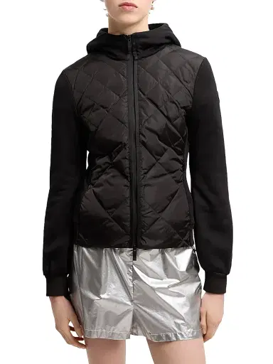 Moncler Women's Down-Filled Zip-Up Hooded Sweatshirt in Cotton Fleece | Thumbnail 2 Moncler Women's Down-Filled Zip-Up Hooded Sweatshirt in Cotton Fleece | Thumbnail 2
