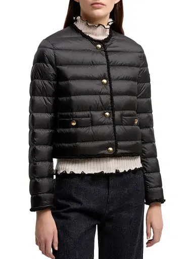 Moncler Women's Fleurs Puffer Coat - Black | Thumbnail 2 Moncler Women's Fleurs Puffer Coat - Black | Thumbnail 2
