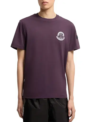 Moncler Men's Crew Neck T-Shirt in Cotton Jersey - Grape Red | Thumbnail 2 Moncler Men's Crew Neck T-Shirt in Cotton Jersey - Grape Red | Thumbnail 2