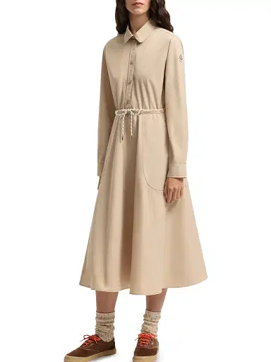 Moncler Women's Shirt Dress in Poplin - Beige - Size 10 | Thumbnail 2 Moncler Women's Shirt Dress in Poplin - Beige - Size 10 | Thumbnail 2