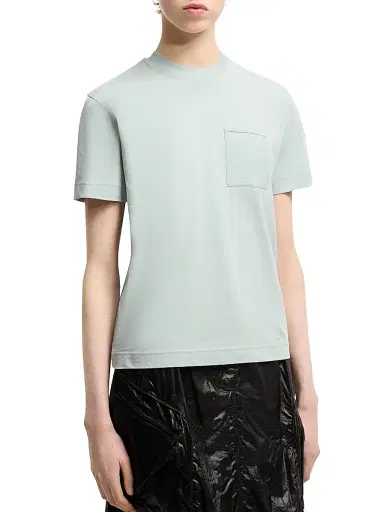 Moncler Women's Crew Neck T-Shirt in Cotton Jersey - Aqua Green - Size Medium | Thumbnail 2 Moncler Women's Crew Neck T-Shirt in Cotton Jersey - Aqua Green - Size Medium | Thumbnail 2