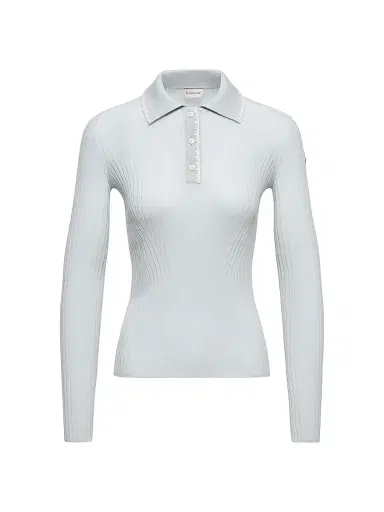 Moncler Women's Polo Shirt in Wool - Ice Blue - Size Large | Thumbnail 1 Moncler Women's Polo Shirt in Wool - Ice Blue - Size Large | Thumbnail 1