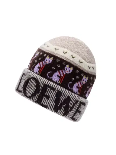 Loewe Women's Cat Fair Isle-Inspired Wool Beanie | Thumbnail 3 Loewe Women's Cat Fair Isle-Inspired Wool Beanie | Thumbnail 3