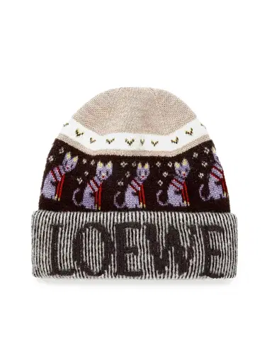 Loewe Women's Cat Fair Isle-Inspired Wool Beanie | Thumbnail 1 Loewe Women's Cat Fair Isle-Inspired Wool Beanie | Thumbnail 1