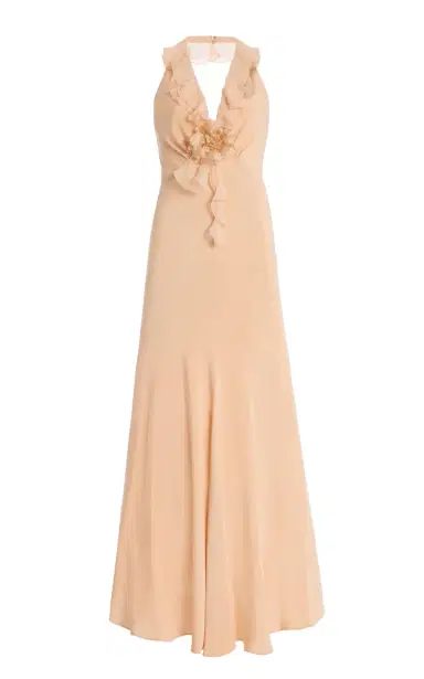 Rodarte Ruffled Silk Crepe Halter Maxi Dress | Thumbnail 1 Rodarte Ruffled Silk Crepe Halter Maxi Dress | Thumbnail 1