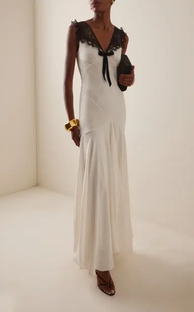 Rodarte Lace-Trimmed Silk Crepe Bias Maxi Dress | Thumbnail 2 Rodarte Lace-Trimmed Silk Crepe Bias Maxi Dress | Thumbnail 2