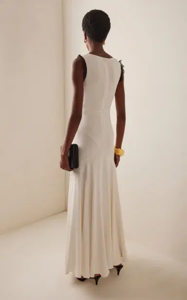 Rodarte Lace-Trimmed Silk Crepe Bias Maxi Dress | Thumbnail 4 Rodarte Lace-Trimmed Silk Crepe Bias Maxi Dress | Thumbnail 4