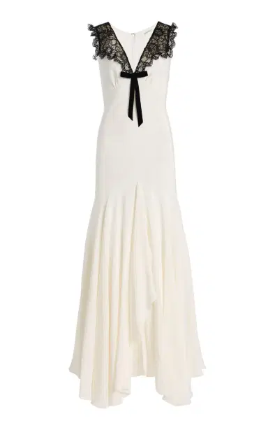 Rodarte Lace-Trimmed Silk Crepe Bias Maxi Dress | Thumbnail 1 Rodarte Lace-Trimmed Silk Crepe Bias Maxi Dress | Thumbnail 1