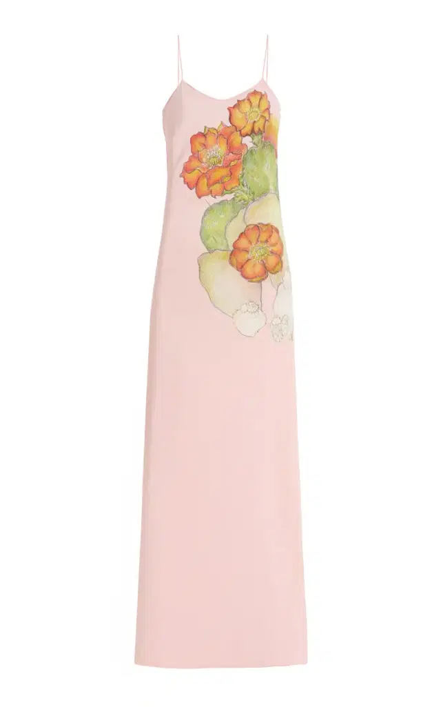 Printed Silk Crepe Bias Slip Gown Printed Silk Crepe Bias Slip Gown