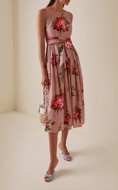 Dolce & Gabbana Bouquet-Print Cotton Midi Dress | Thumbnail 2 Dolce & Gabbana Bouquet-Print Cotton Midi Dress | Thumbnail 2