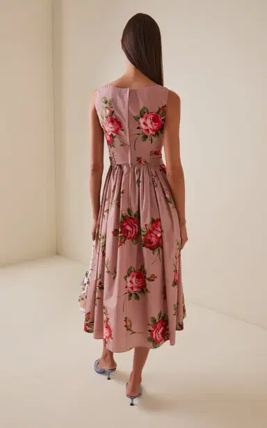 Dolce & Gabbana Bouquet-Print Cotton Midi Dress | Thumbnail 4 Dolce & Gabbana Bouquet-Print Cotton Midi Dress | Thumbnail 4