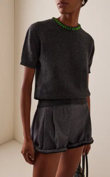 Prada Embellished Wool-Cashmere Sweater | Thumbnail 2 Prada Embellished Wool-Cashmere Sweater | Thumbnail 2