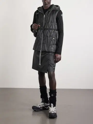 Rick Owens Moncler Quilted Shell Hooded Down Gilet - Men | Thumbnail 2 Rick Owens Moncler Quilted Shell Hooded Down Gilet - Men | Thumbnail 2