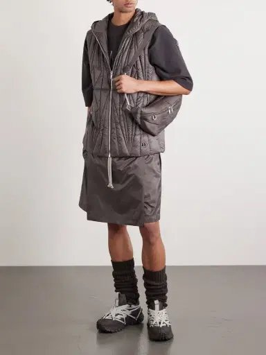 Rick Owens + Moncler Hooded Appliquéd Quilted Shell Down Gilet | Thumbnail 2 Rick Owens + Moncler Hooded Appliquéd Quilted Shell Down Gilet | Thumbnail 2