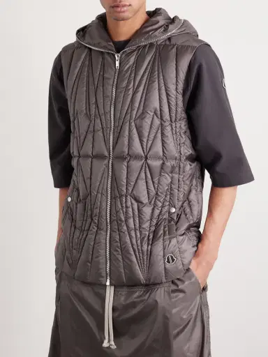 Rick Owens + Moncler Hooded Appliquéd Quilted Shell Down Gilet | Thumbnail 3 Rick Owens + Moncler Hooded Appliquéd Quilted Shell Down Gilet | Thumbnail 3
