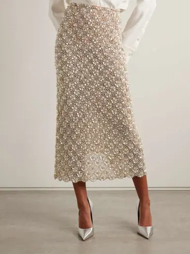 Oscar de la Renta Embellished Tulle Midi Skirt | Thumbnail 3 Oscar de la Renta Embellished Tulle Midi Skirt | Thumbnail 3