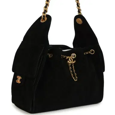 Chanel Chanel Small 25 Hobo Bag Black Suede Antique Gold Hardware | Thumbnail 2 Chanel Chanel Small 25 Hobo Bag Black Suede Antique Gold Hardware | Thumbnail 2
