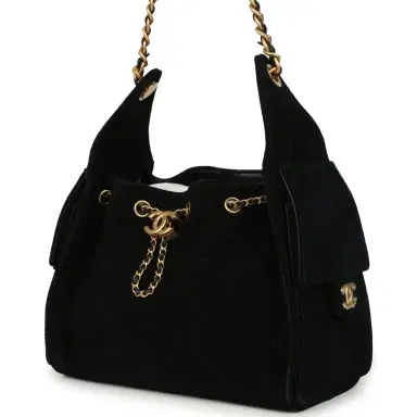 Chanel Chanel Small 25 Hobo Bag Black Suede Antique Gold Hardware | Thumbnail 5 Chanel Chanel Small 25 Hobo Bag Black Suede Antique Gold Hardware | Thumbnail 5